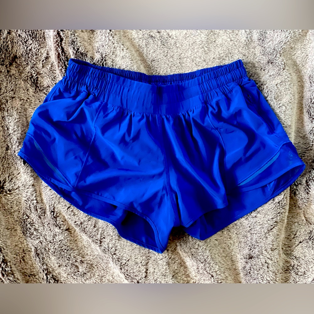 Like New Lululemon Hotty Hot shorts in a cobalt blue, size 8